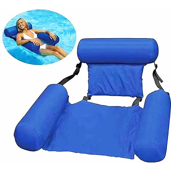 Stol Pool Sæder Svømning Flydende Vand Seng Lounge Stole Pool Float Oppustelig Vand Hængekøje Blue