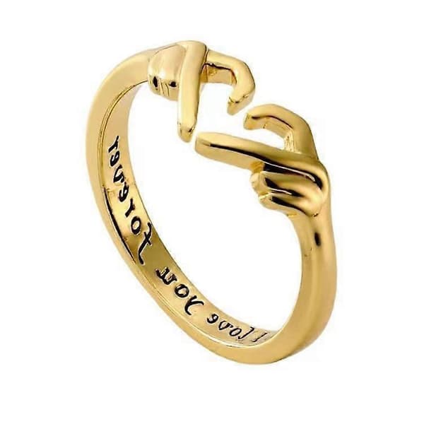 Hjärta Ring - Kärlek och Omfamnande Händer Parringar Guld