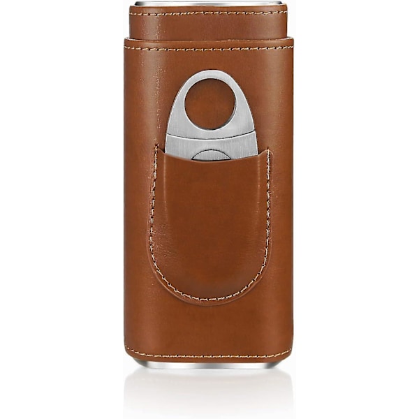3-Finger Læder Cigar Etui med Cutter Cedertræforet Cigar Humidor Bærbar Rejse Cigar Etui