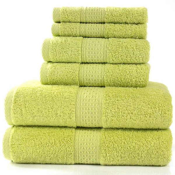 Mkk Cotton Towel, Absorbent Bath Towel, Soft Square Towel, Combed 3-piece 6-piece Towel Set 3pcs Set-6 # Grass Green