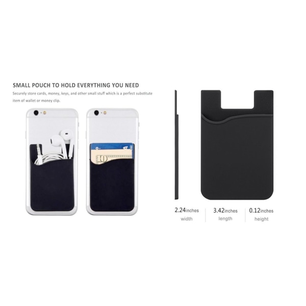 2-Pack Kreditkortsficka Silikonvkorthållare till smartphones black