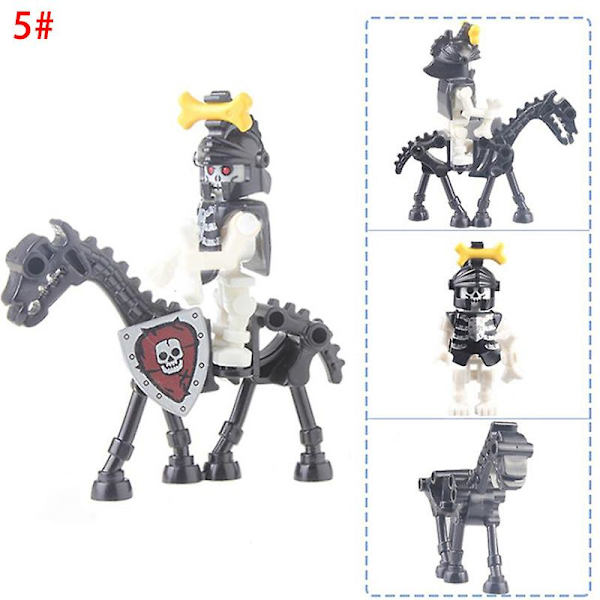 Halloween Skelettriddare Byggklossar Soldat Häst Montering Leksak 5#