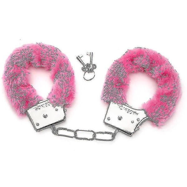 Metallhandbojor med 2 nycklar för cosplay polis rollspel leksak [DmS] Pink