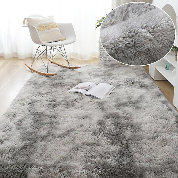 Luddiga Regnbågsmattor för Barnrum Mjuka Luddiga Mattor Vardagsrum Barn Babyrum Barnkammare Lekrum Söt Inredning Matta Tie Dye Light Grey 80x160cm