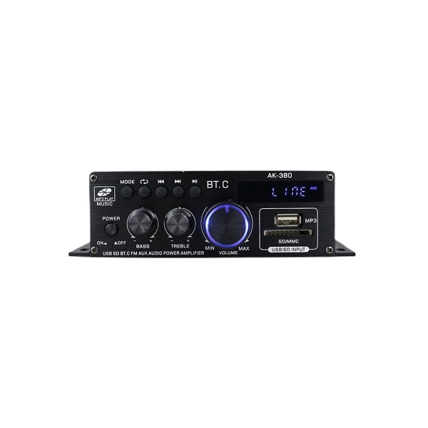 Ak380 800w 12v Effektforstærker Bluetooth Stereo Hjem Bil Bas Lydforstærker Musikafspiller Bilhøjttaler Klasse D Fm Usb/sd