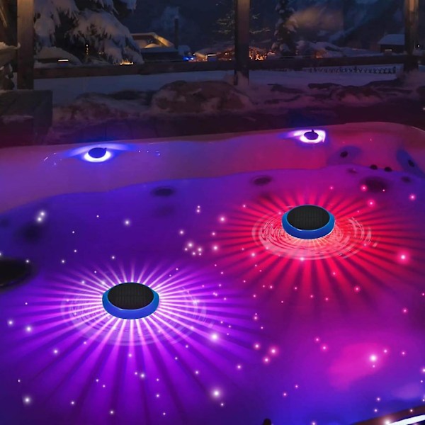 Flytande poollampor, solcellslampor för pool med RGB-färgväxling, IPX6 vattentäta LED-poollampor som flyter, lysande tillbehör, utomhuspoolbelysning 2PCS