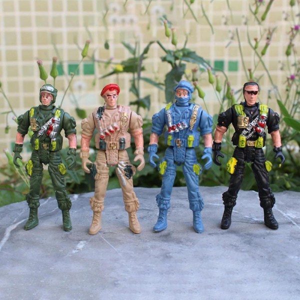 Army Men Legetøjssoldater 4in Actionfigurer 8-delt sæt til børn drenge piger [DmS] A