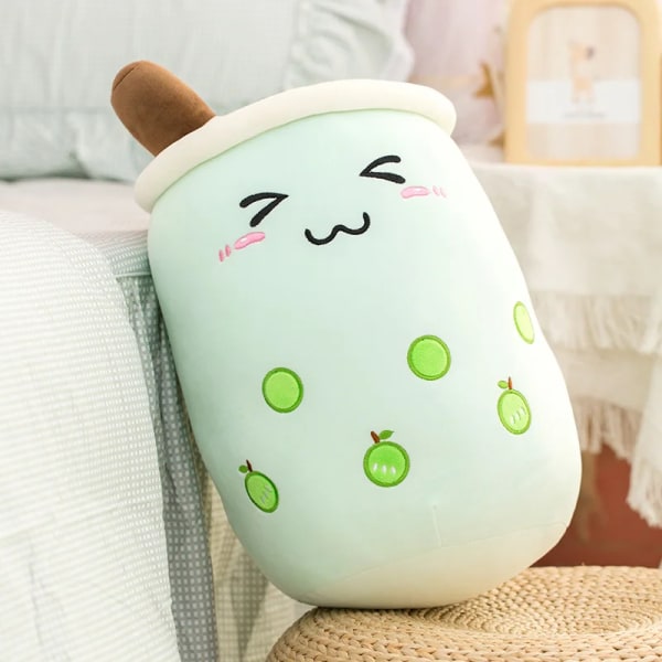 Plysch Boba Tekopp Leksak Panda Bubble Te Kudde Söt fruktdryck Plysch fylld mjuk äpple Jordgubbsmjölk Te Barnpresent green B 50cm