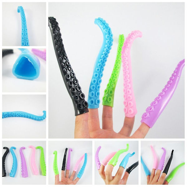 5/10 stk Blekksprut Tentakel Myke Fingerdukker Sansestimulerende Barn Leke Partygaver KAESI Random Color 10pcs