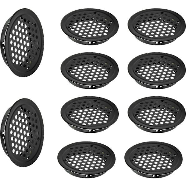 10 st Ventilationshål i Rostfritt Stål, Diameter Runda Ventilationer, Ventilationslock, Metalldörrventiler, Ventilationsgaller, Lämpliga för Skåp, Lådor, Bokhyllor