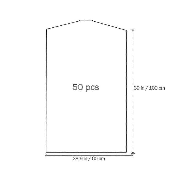50 stk. 60x100cm Klesstøvdeksel Engangs Klesstøvdeksel Klessettpose