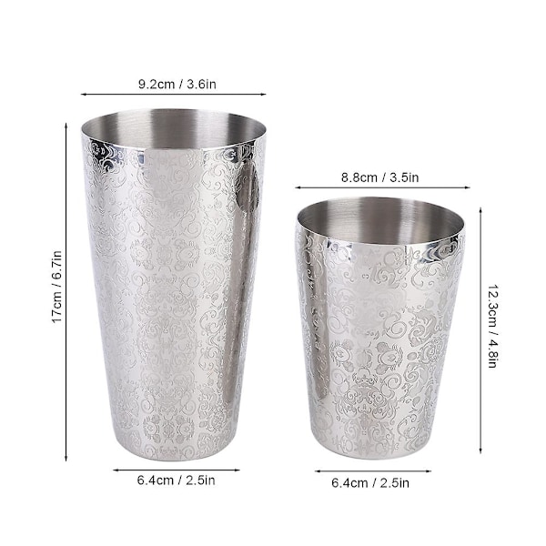 Cocktail Shaker Set i Rostfritt Stål Boston Shaker Bartender Barverktyg, Silver