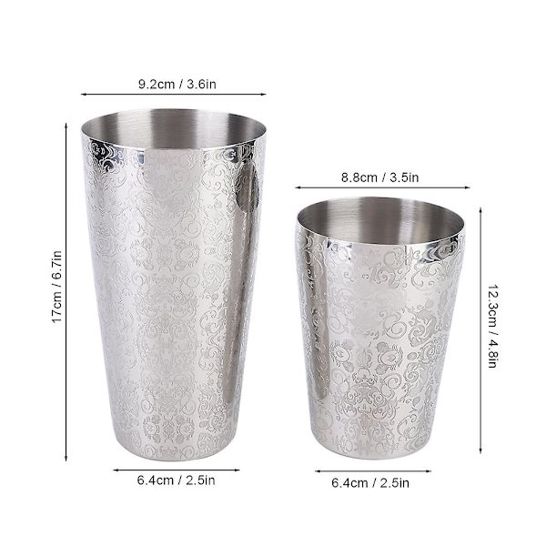 Ruostumattomasta teräksestä valmistettu cocktail-shaker-setti Boston Shaker -baarityökalu, hopea