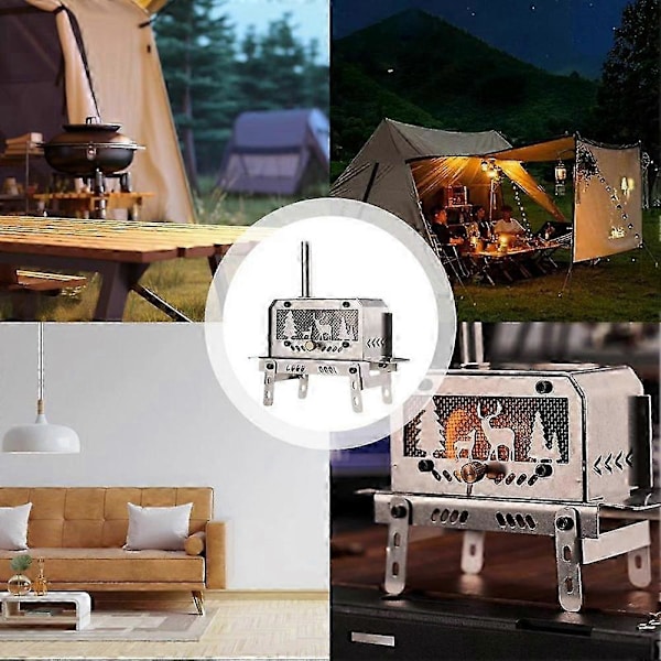 Utomhus Camping Vedspis Bärbar För Tält Rostfritt Stål Tält Spis Dekorativ Julgran Bord