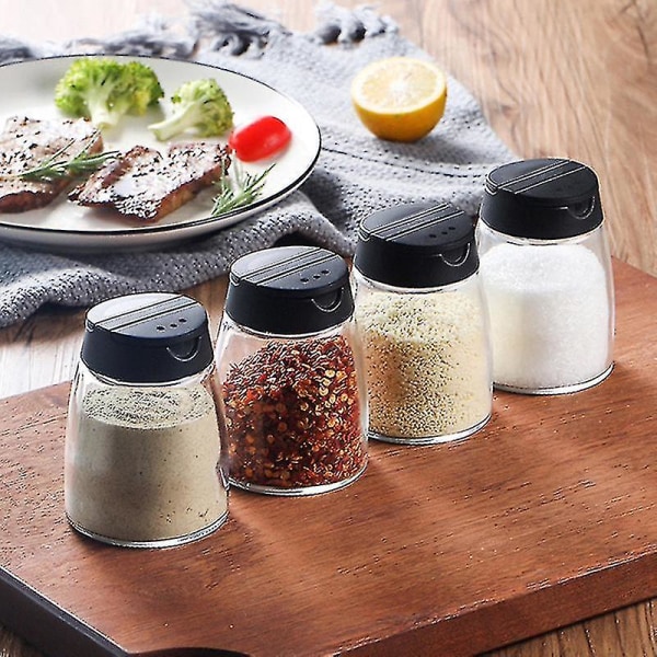 4 st Dubbla Lock Kryddburkar Glasflaskor Kryddburkar Sifter Grillkryddburkar Salt OchBY Apricot
