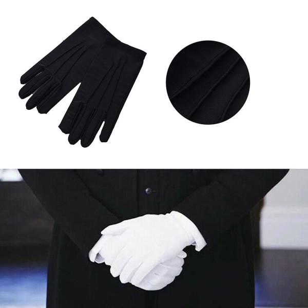 Tuxedo Guard Smycken Inspektion Uniform Handskar Unisex Spandex Formella Vantar [DM] White