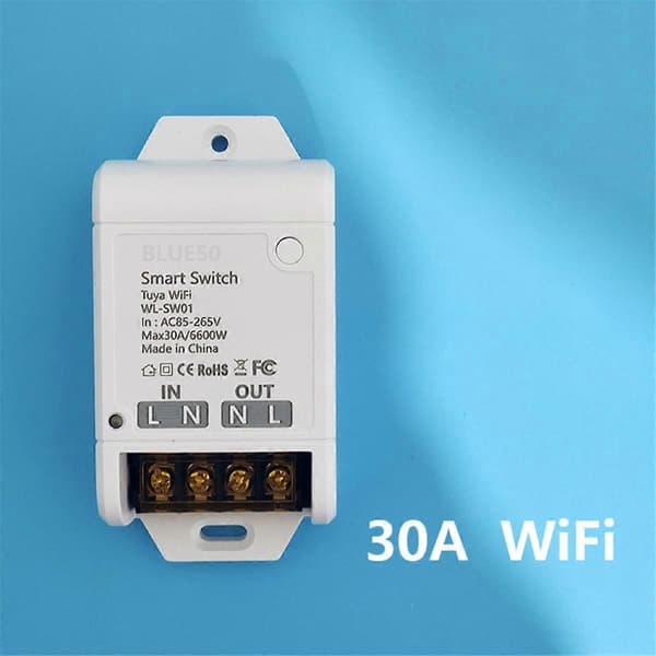 WIFI Smart Switch 30A Hög Effekt App Fjärrkontroll Hemautomation Uttag