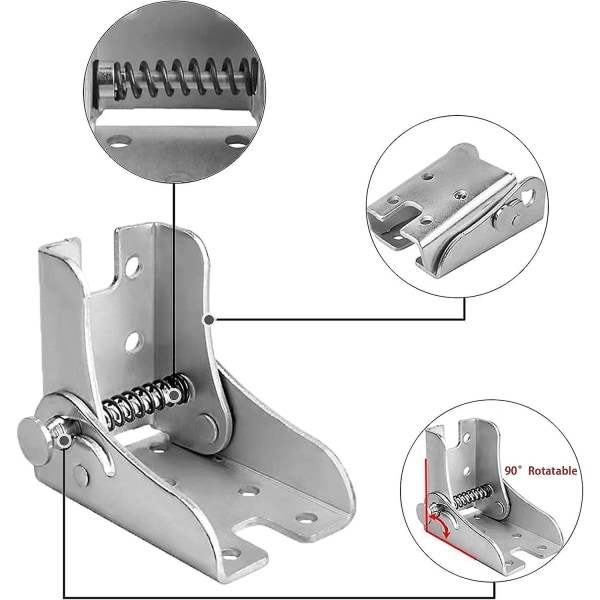 4 stk. 90 graders selvlåsende foldehængsel, foldeben støttebeslag bordforlængerbeslag bordben foldebeslag  (FMY)