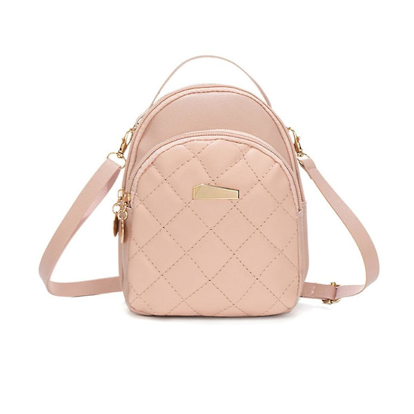Flickor Casual Daypack Kvinnor Pu Läder Ryggsäck Studenter Liten Skolryggsäck  (FMY) Pink