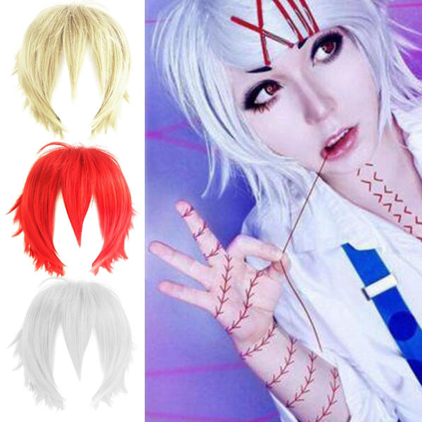 Kort Paryk Anime Cosplay Hårstykke Til Mænd Af Højtemperaturfiber Med Justerbar Størrelse Light Golden