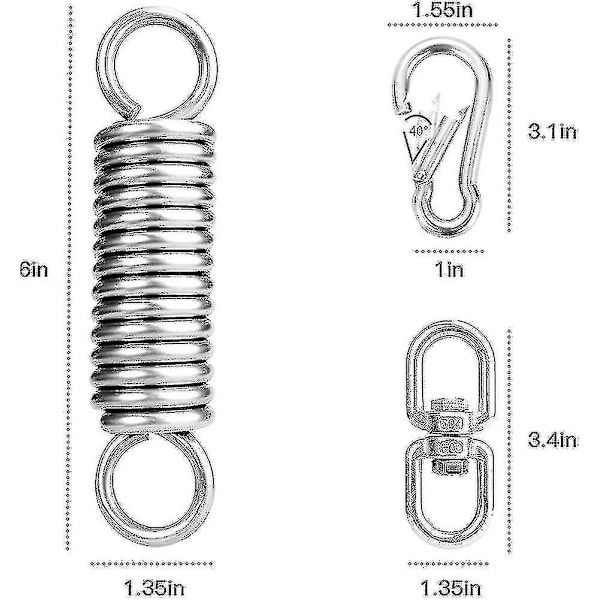 Rustfrit Stål Sving Fjeder Spændingsfjeder Krog Sæt Udendørs Hængekøje Hængende Stol Suspension Buffer Roterende Teleskopisk Enhed, Hængende Stol S Xxf
