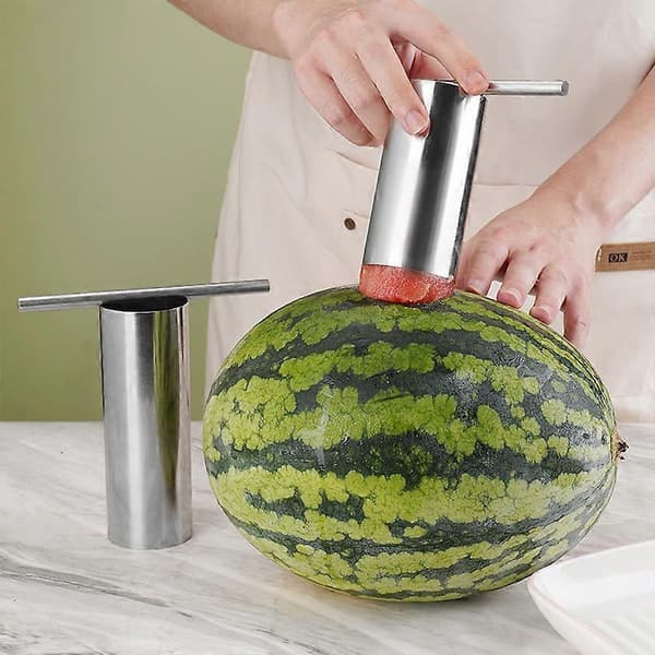Watermelon-utskjærer i rustfritt stål - Melonåpner med rund skive - Melonfjerner for juicing-tilbehør