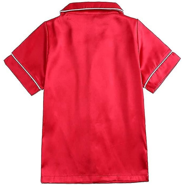 Satinpyjamas för barn: Knapppyjamas med shorts Red Suit for height 90 to 100cm