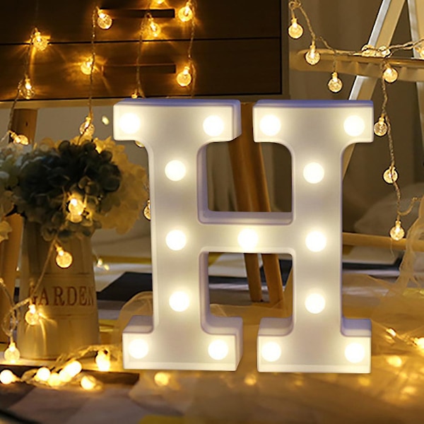 Bokstavslampor med LED-belysning, vita plastbokstäver, fristående eller hängande, A [DB]BY H