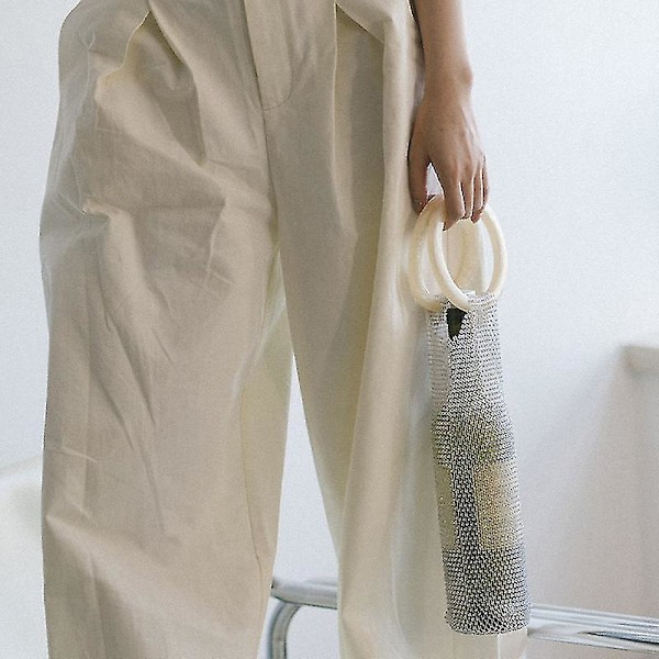 Glimmerende Diamant Rhinestone Vintaske Elastisk Net Robust Håndtag Bryllupsgaver White