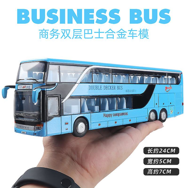 1:32 Høj Kvalitet Legering Dobbeltdækkerbus Lyd Lys Metal Diecast Træk Tilbage Simulation Luksus Sightseeing Bus Køretøj Børns Legetøj [DmS] Gold