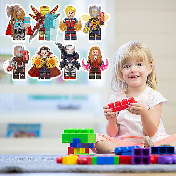 Coola Superhjälte Byggklossar Leksak för Barn Tidig Utbildande Pussel Leksak för Pojkar Flickor  [DmS] Thor