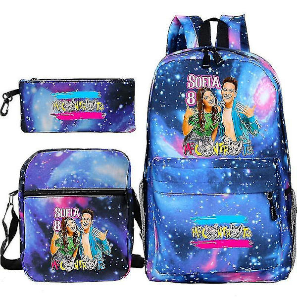 3 st/set Me Contro Te Satchel Polyester Skolväska Studenter Casual Ryggsäck Med Pennfodral Messenger Bag