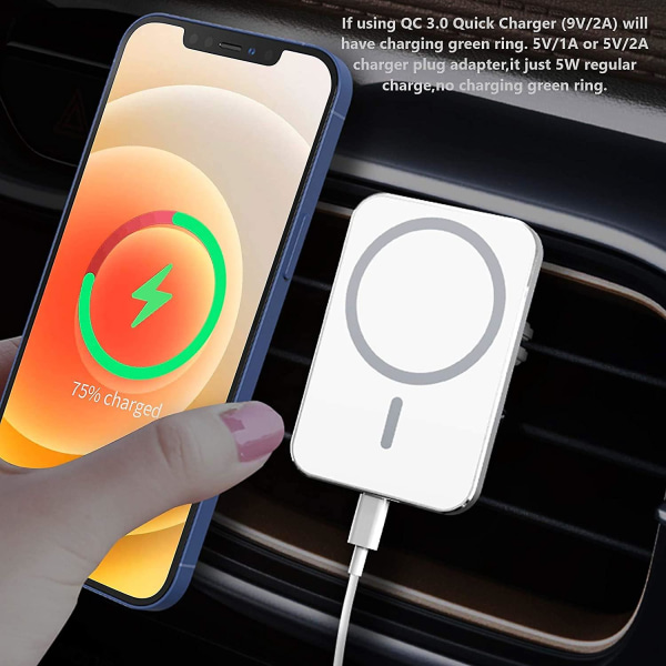15w magnetiskt bilventilfäste trådlös billaddare för Iphone 12 White