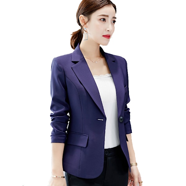 Blazer for kvinner, smal blazer med lange ermer, reversjakke, forretningsjakke for kontor M