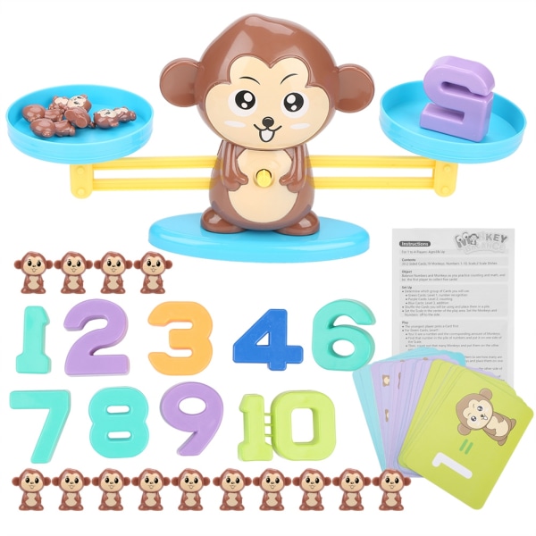 Monkey Balance Number Counting Game Toys Children Educational Toys (Brown)