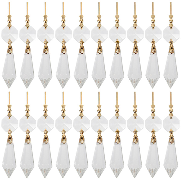 20 kpl Kirkasta Kristalli-kattokruunun Jääpuikko Prisma Candelabra Vaihto-osat 7.2X1.2X0.6CM