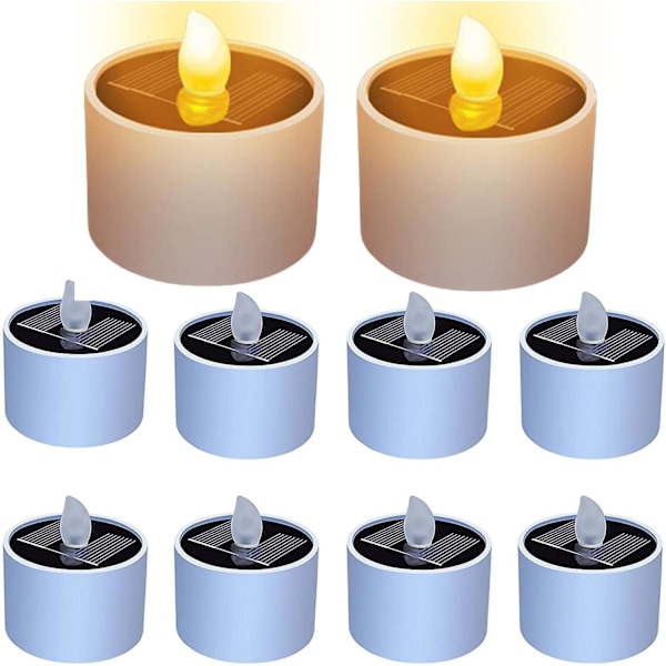 Solcells-telampor, solcells-LED-telampor, 1/2/4/6/8/10-pack solcells-ljus utomhus vattentät, Ip42 vattentät, flamlös LED-telampa för utomhusbruk 10pcs