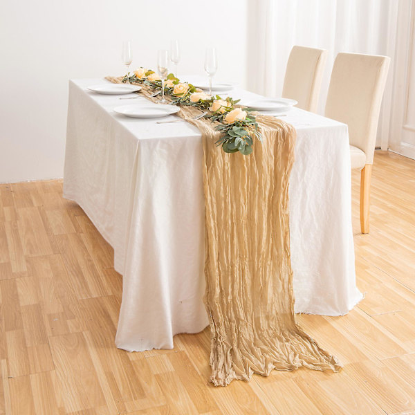 4m Gaze-løper til bryllup, bordløper i cheesecloth, Rustikk styling Yellow