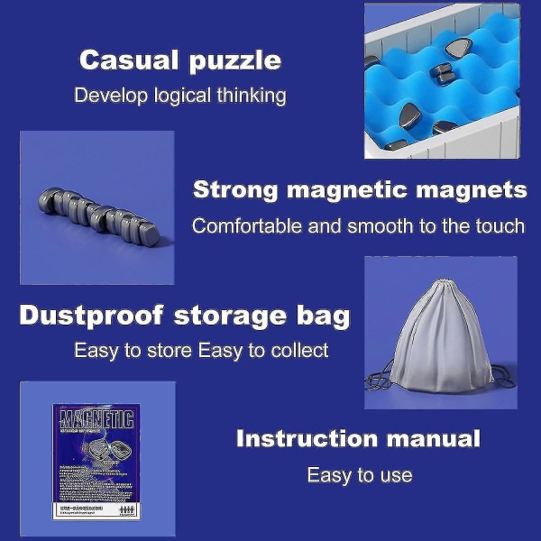 Magnetisk skakspil, 2023 Magnetisk brætspil, Sjovt bordspil med 20 magneter, Strategispil til børn & voksne Fk[HK] Sponge Style