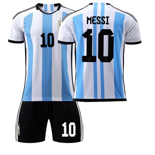 Argentina Messi Premium Fotbollströja 2022 med 3 stjärnor Kids 16(90-100CM)