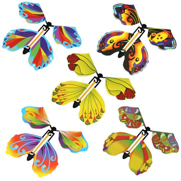 10 st Magic Flygande Fjärilar Barn DIY Gummibandsdrivna Uppdragbara Kort C 10PCS Random
