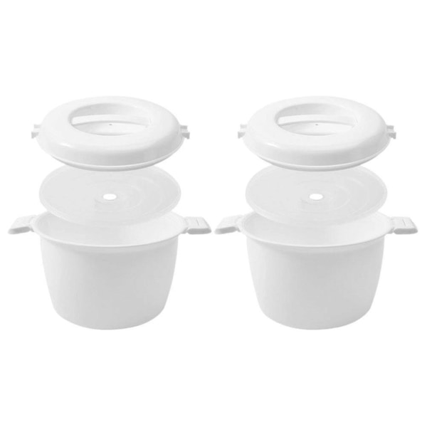 2 stk Gjenbrukbar Mikrobølgeovn Ris Cooker Praktisk Multifunksjonell Mikrobølgeovn Ris Cooker Matboks White