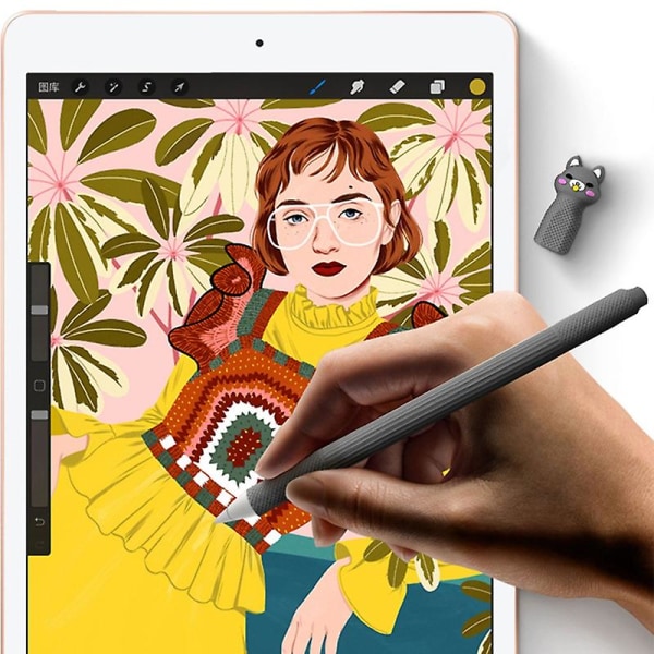 Cartoon Mjuk Silikon Anti-Drop Anti-Lost Stylus Penna Skyddande Omslag Fodral Ärm För Apple Pencil 2 JikaixBY Yellow