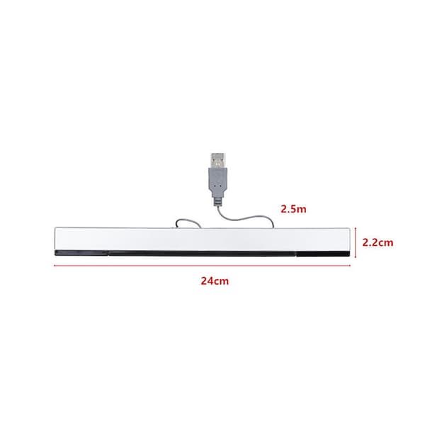 USB-koblet sensorlinje for Wii - erstatning for infrarød IR-strålebevegelsessensorsignalmottaker for Wii-system Black