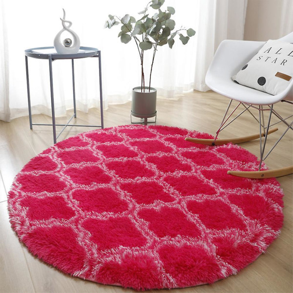 Rundt tæppe Blødt Behageligt Fluffy Shaggy Høj Bunke Tæppe Til Stue Soveværelse Round Floor Mat-3 Diameter 40cm