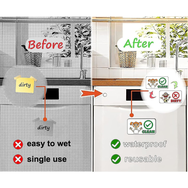 Rolig Diskmaskinsmagnet Rengör Smutsig Skylt, universell Stark Dubbelsidig Rengör Smutsig Vändindikator, köksmagnet Skylt För Diskmaskin Kylskåp Tvätta