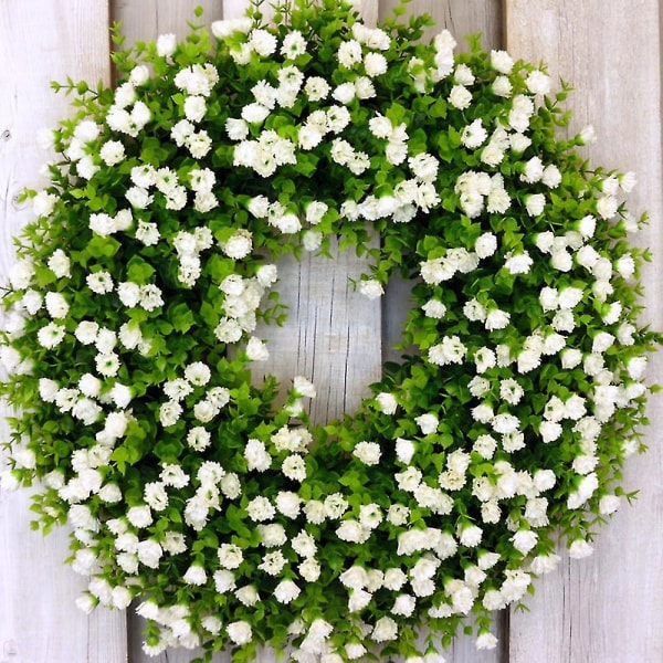 Kevätseppele Ovikoriste Värikäs Simuloitu Kukka Suuri Syysseppele Etuoven Kotiin Ja Kiitospäivän Koristeeksi White 30*30CM