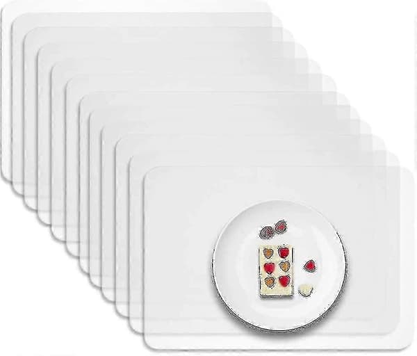 12 stk. transparente bordbrikker, vaskbare og perfekte for hjemmekjøkken