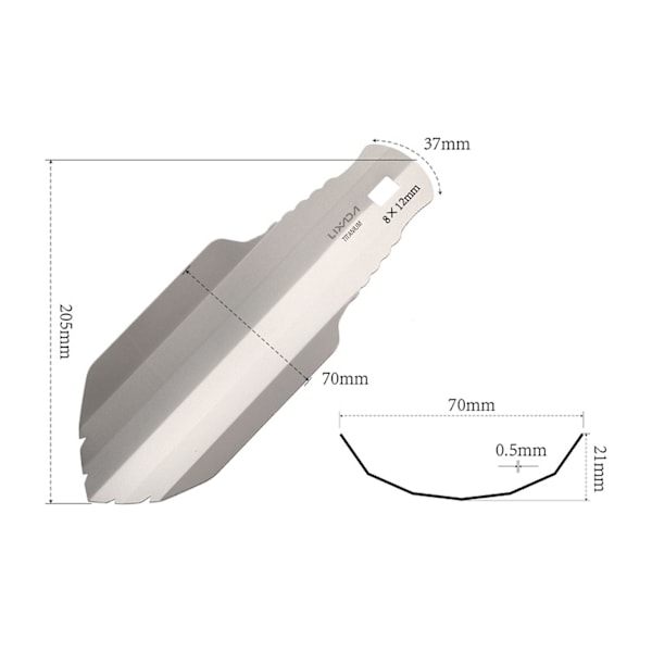 Titangravespade for hage, utendørs camping, fotturer, ryggsekkspiker med klips Shovel with Clip