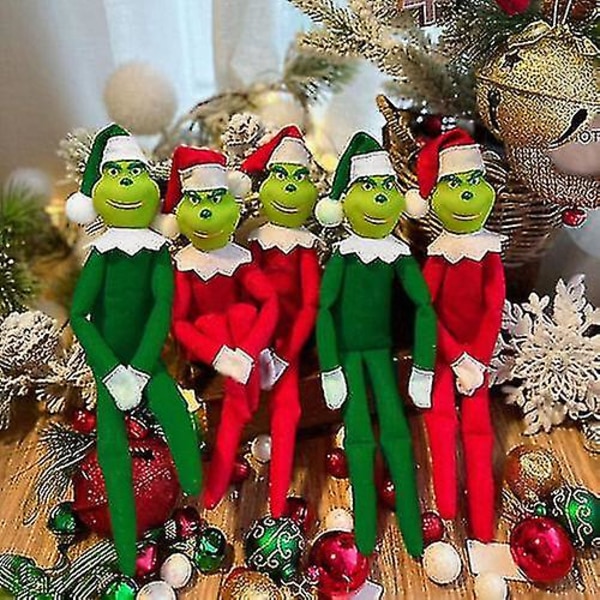 30 cm jouluinen Grinch-tonttunukke Snoop On The Stoop joulu Grinch-juhlatavarat Green